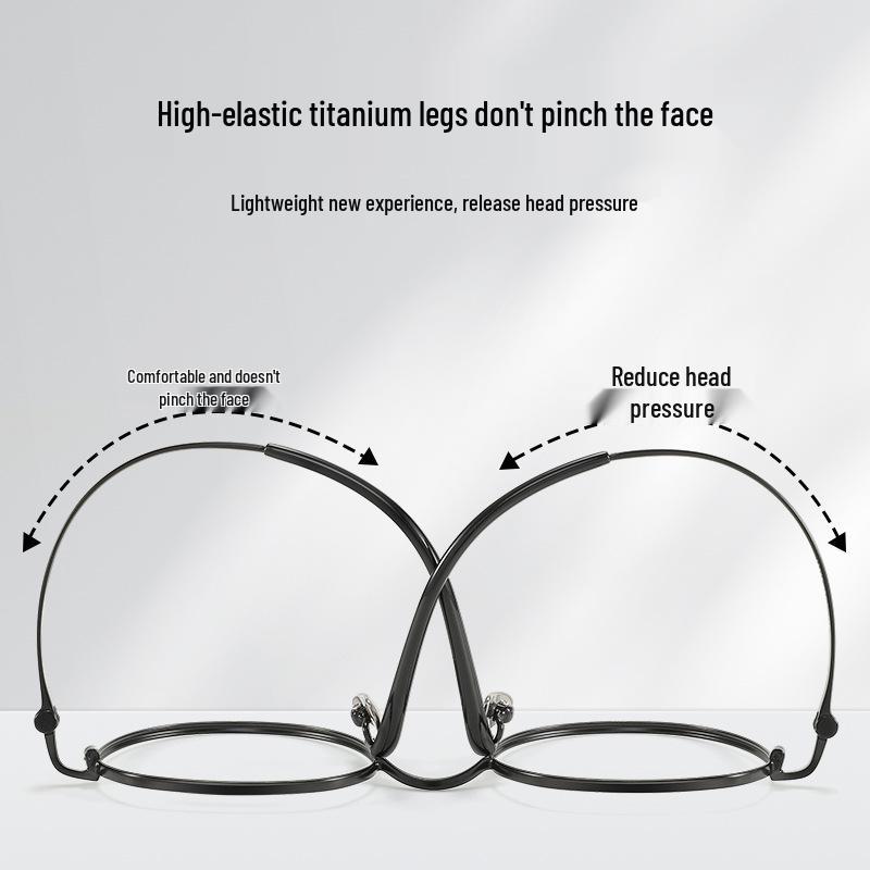 Women's Oval Pure Titanium High Prescription Glasses, Myopia, Small Ultralight Frame, Model 18070