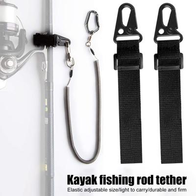 Cordão para vara de pesca ajustável, resistente, retrátil, enrolado, corda de segurança, cinto de amarração, coleira de remo para caiaque