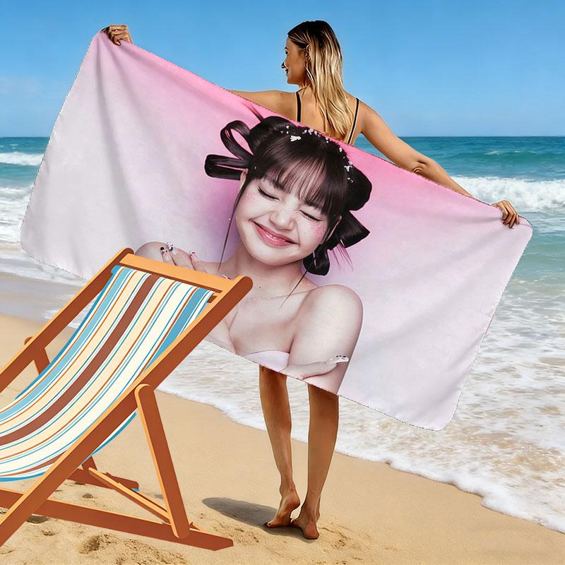 LISA Print Beach Towel, Large Soft Quick Dry Towel for Beach Camping Swimming