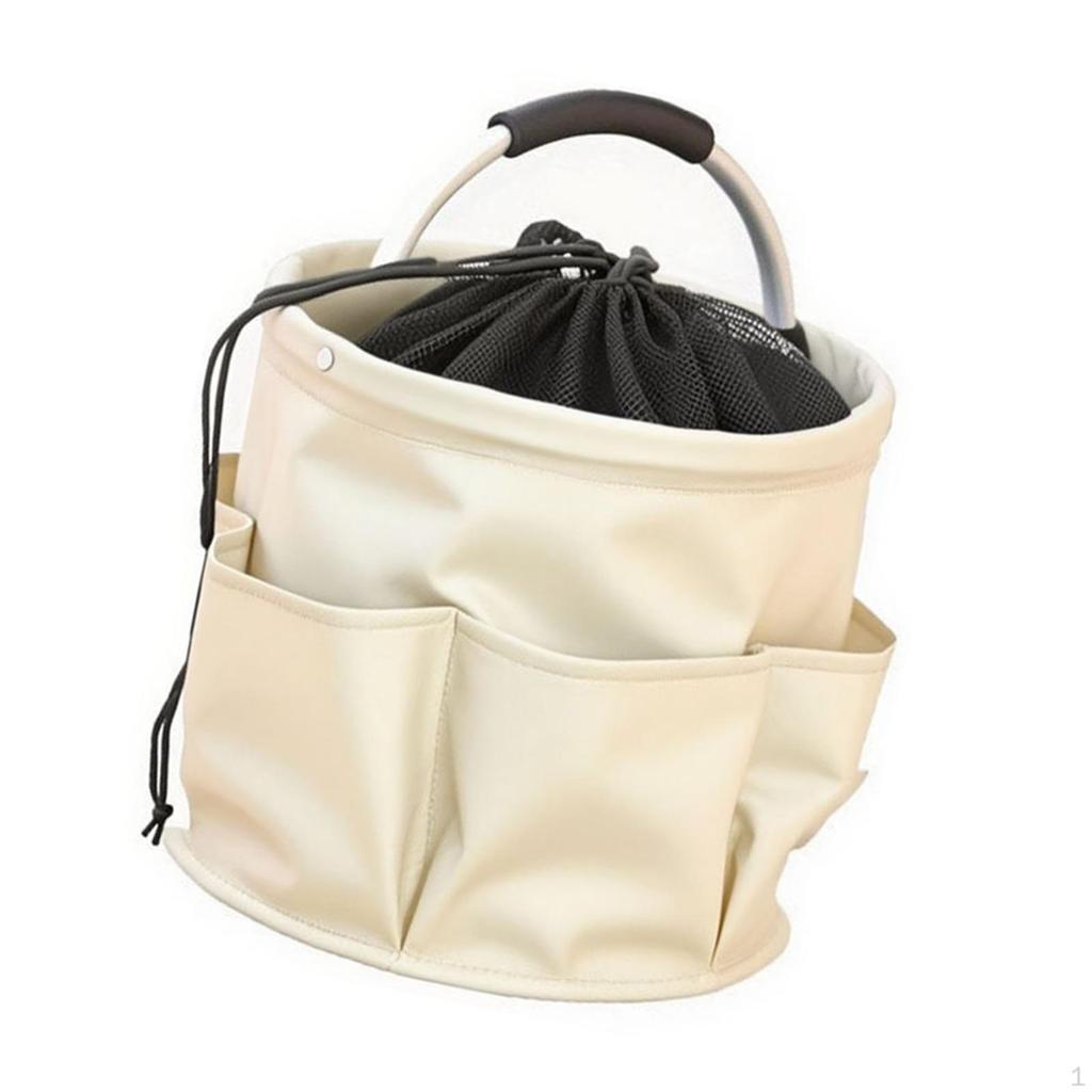 Collapsible Basket with Handle, Drawstring Picnic Basket, Versatile Tool Organizer for Concerts,