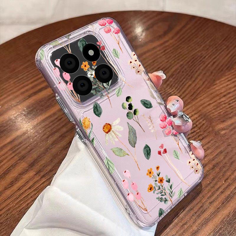 Girl Flowers Pattern Case For Xiaomi Redmi Note 15 Pro 4G Funda Redmi Note 14 13 Pro 5G Clear TPU Silicone Soft Cover