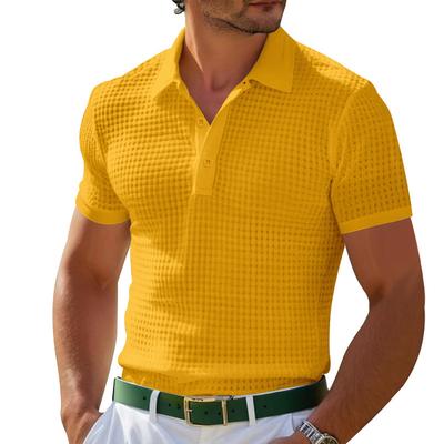 Europe, America Ins Summer Polo Shirt Button-down Waffle Men's T-shirt Sports Polo Shirt