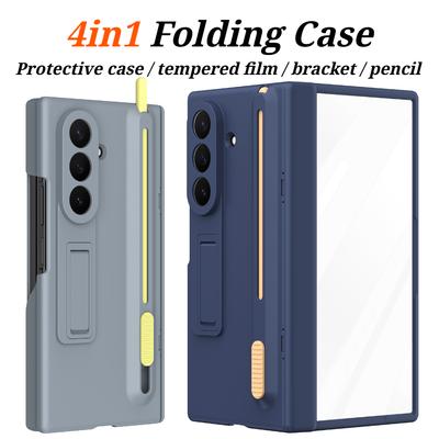 Magnetic Hinge Phone Case For Samsung Galaxy Z Fold 7 3 4 5 6 Screen Glass Protection Retractable Storage Pen Slot Holder Cover For Galaxy Z Trifold