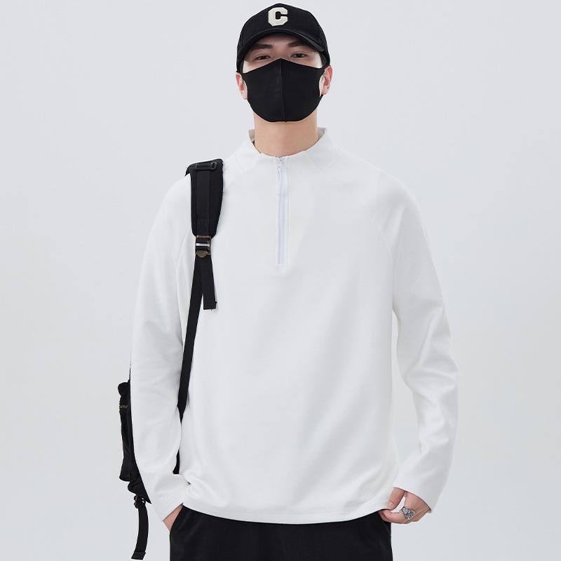 

Men s Autumn/Winter Thick Fleece Half-Zip High-Neck Long-Sleeve Base Shirt 3XL 160-180 lbs белый