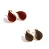 Elegant Coffee-Colored Retro Water Drop Earrings for Women - Autumn/Winter 2025 Mosquito Coil Ear Clips
