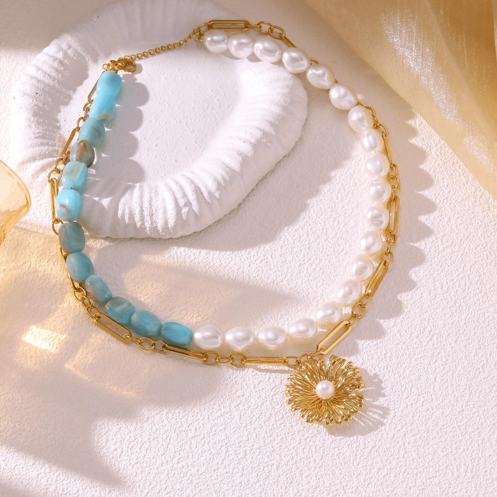 European and American Light Luxury Multi-layer Necklaces, Flower Pendants, Accessories, Fashion Trend Chains