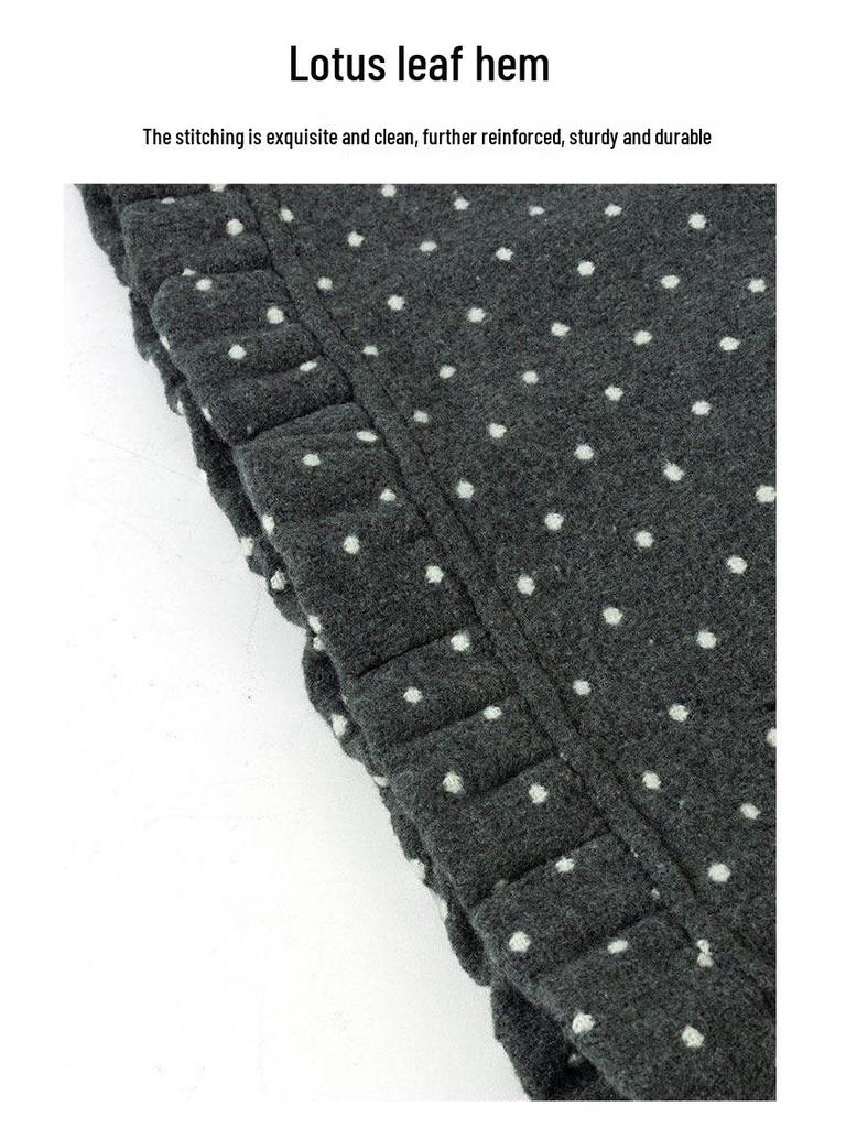 Women's Lace Polka Dot Ruffle Skirt - Spring 2026 Miu-Style Woolen A-Line Short Skirt