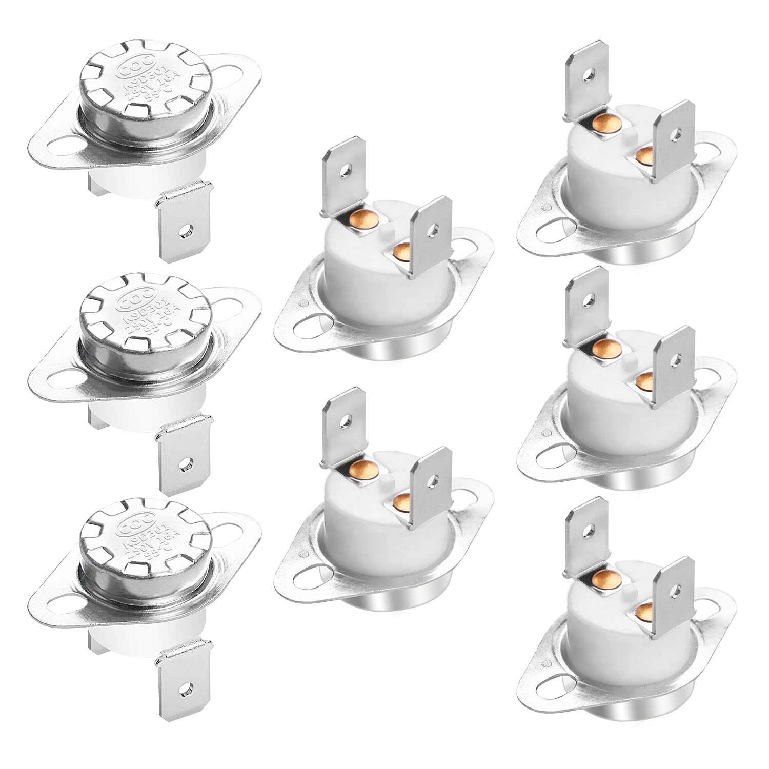

Aopin Thermal Control Switch KSD301 Normal Open NO 55 Degree 250V 16A Thermostat Temperature Switch 8pcs 55℃/16A