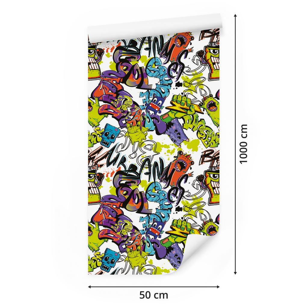Graffiti wallpaper with colorful for living room and bedroom 50x1000