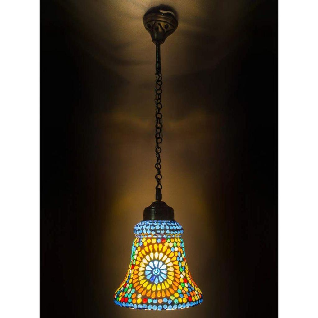 Vícebarevné květinové skleněné zvonové stropní/závěsné mozaikové svítidlo 16cm