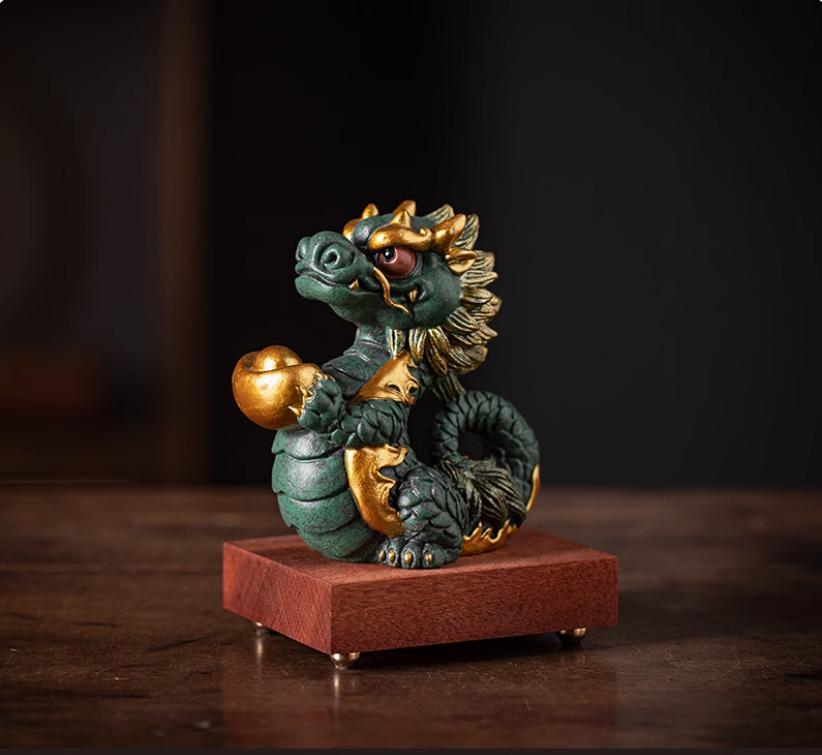 1PCS 10x6.4x10.5cm Stone Zodiac Dragon Ornament Divine Dragon Gift Lucky Desktop Mascot Office Home Decoration Gift