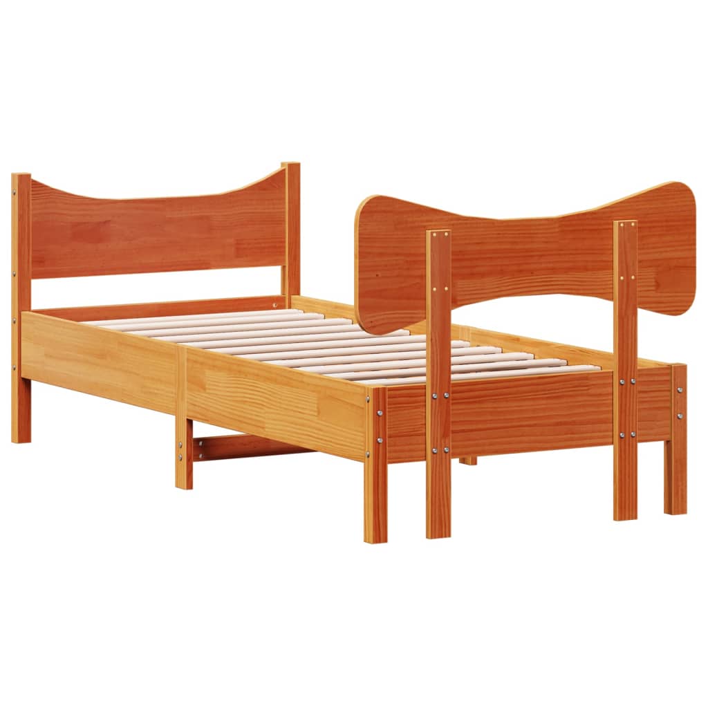 Solid Wood Bed without Mattress Wax Brown 75x190 cm Pine Wood