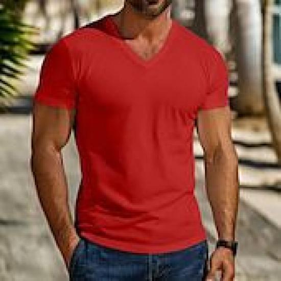 Frühling Sommer Herren Trendiges V-Ausschnitt Herzchenausschnitt Schnelltrocknend Atmungsaktiv Lässig Sportlich Persönlichkeit Kurzarm T-Shirt für Herren
