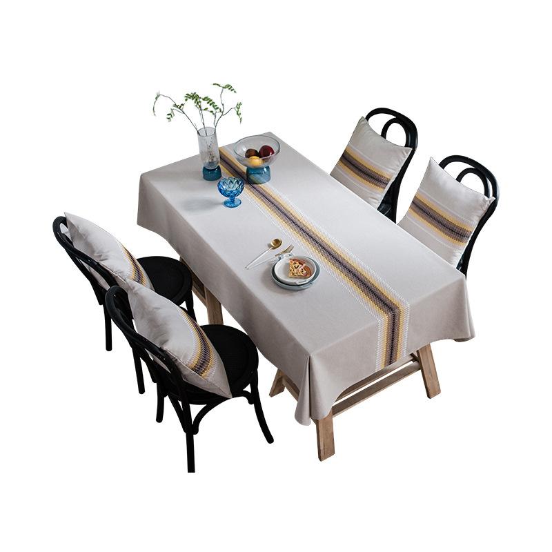 Baumwolle und Leinen Wasserdicht Modern Geriffelte Tischflagge Gestickte Geometrische Tischdecke Rechteckige Kaffeetisch-Tischdecke Esstischdecke