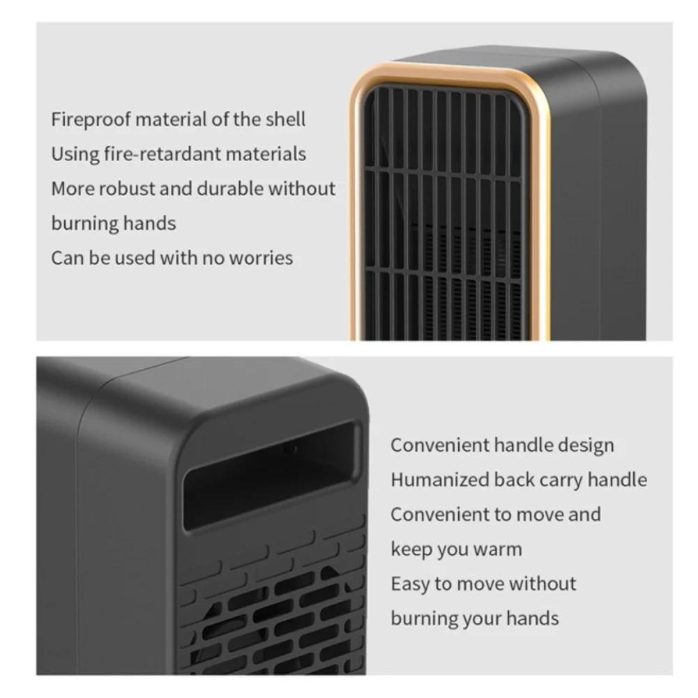 Vertical Fan Heater with PTC Heating Energy Saving Three Fan Speeds Overheat and Tilt Protection for Safe Indoor Use
