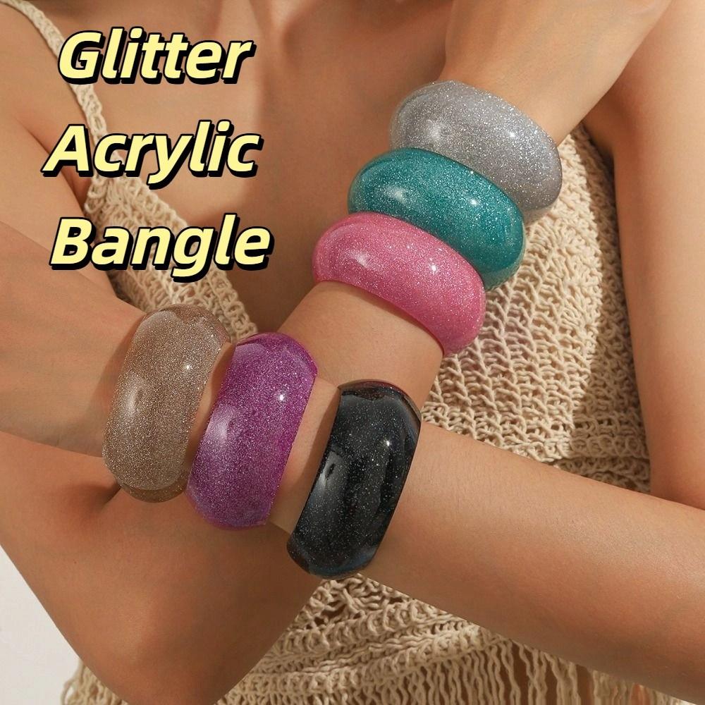 Retro Jelly Color Wide Bracelet Minority Design Geometric Irregular Bangle  Daily