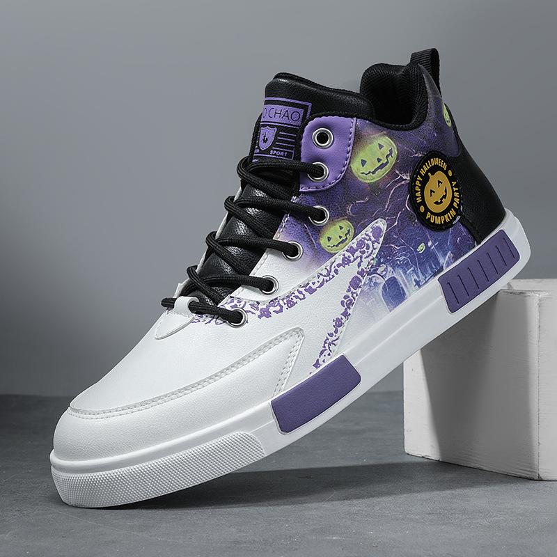 39-47 Large size foreign trade casual shoes New men's shoes Youth fashion high-top board shoes Guochao leather sneakers