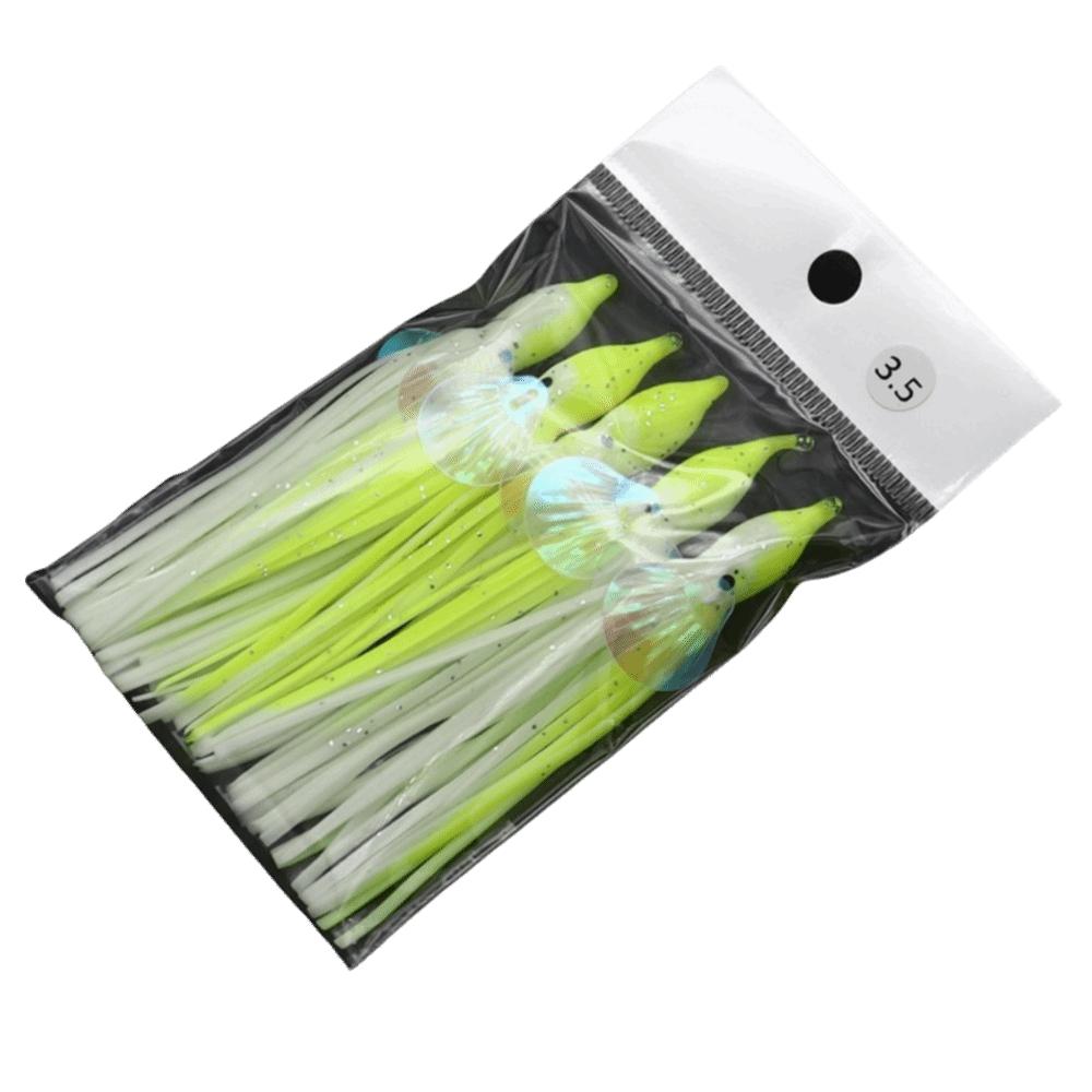 5pcs Glow-in-the-Dark Soft Rubber Octopus Skirts Soft Rubber Trolling Bait  Night Fishing