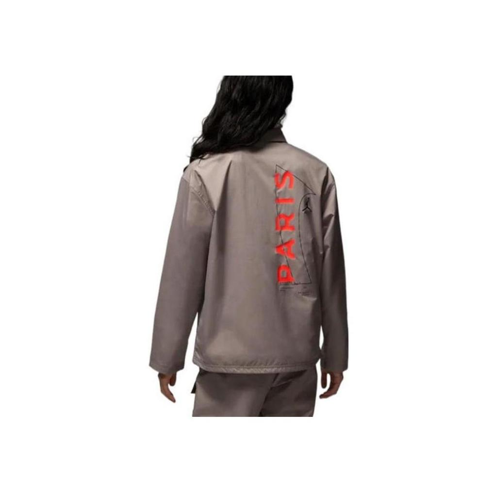 Jordan Paris Saint-Germain Kollektion Buchstaben-Print Logo-Patch Geknöpfte Tasche Jacke Herren Jacke Braun DM3105-010