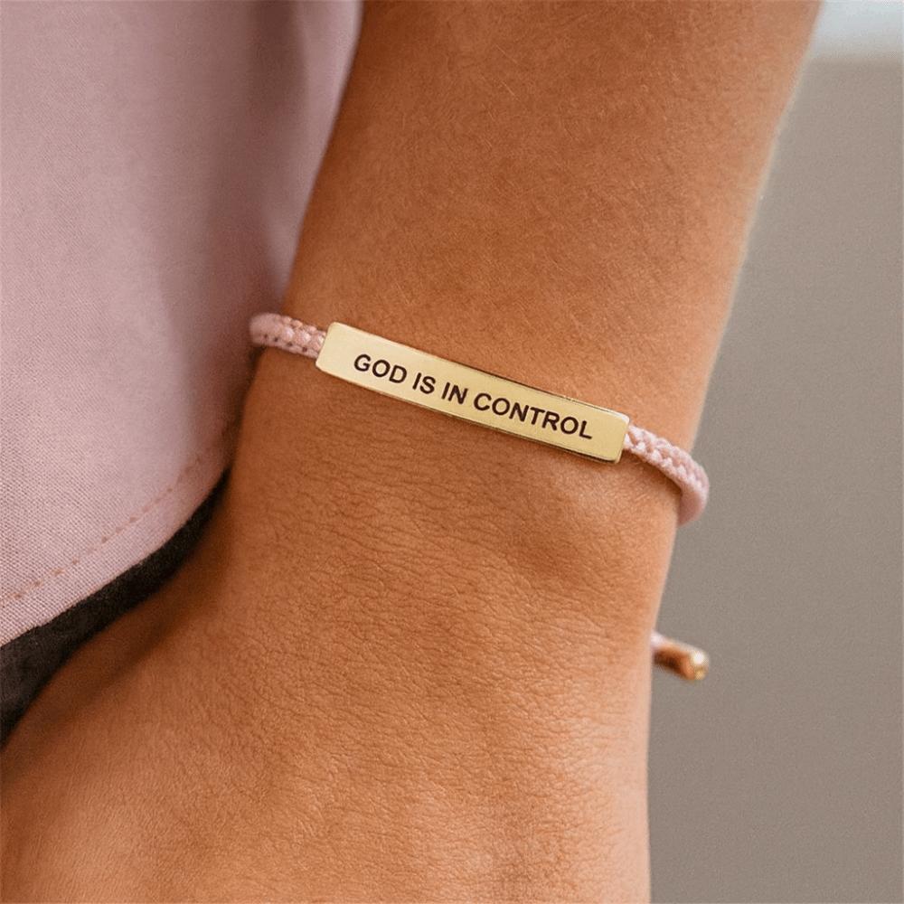 Dehnbares GOD IS IN CONTROL Schlaucharmband Seil Inspirierende Armbänder für Damen Herren
