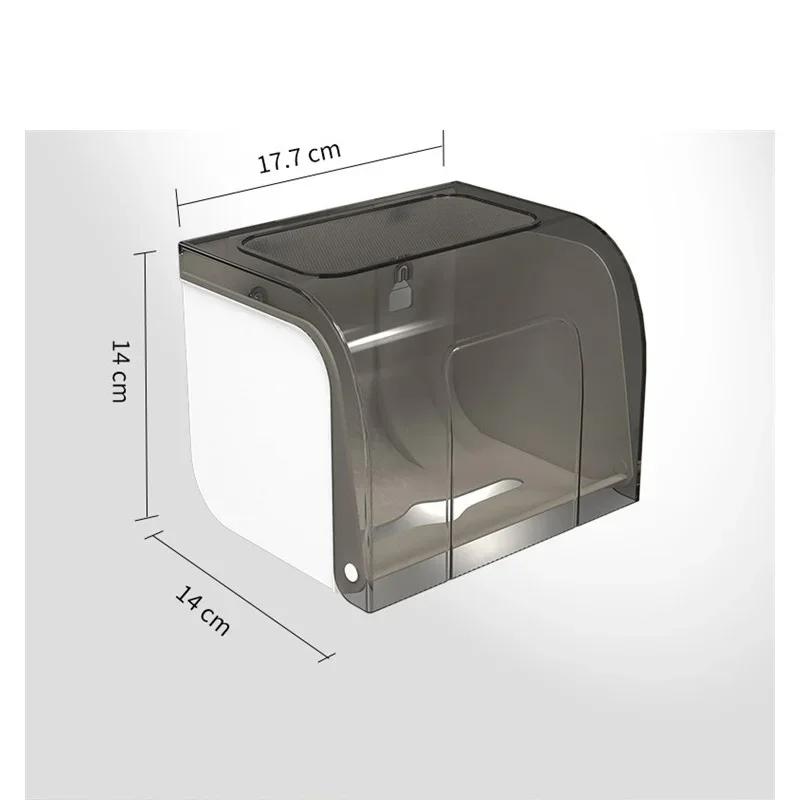 

Transparent tissue holder roll paper box toilet wall mounted non perforated waterproof storage rack toilet paper holder