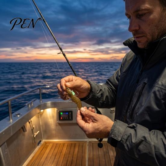 Live Bait Hooks 5/10/15/20Pcs Luminous Shrimp Hooks, Glow-in-the-dark Fishhook with Barb, High Saltwater Fishing Carbon Steel Hook for Freshwater
