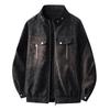 2026 Men's Casual High-End PU Leather Jacket - Hong Kong Style, Loose Fit, Lapel Design for Spring/Autumn