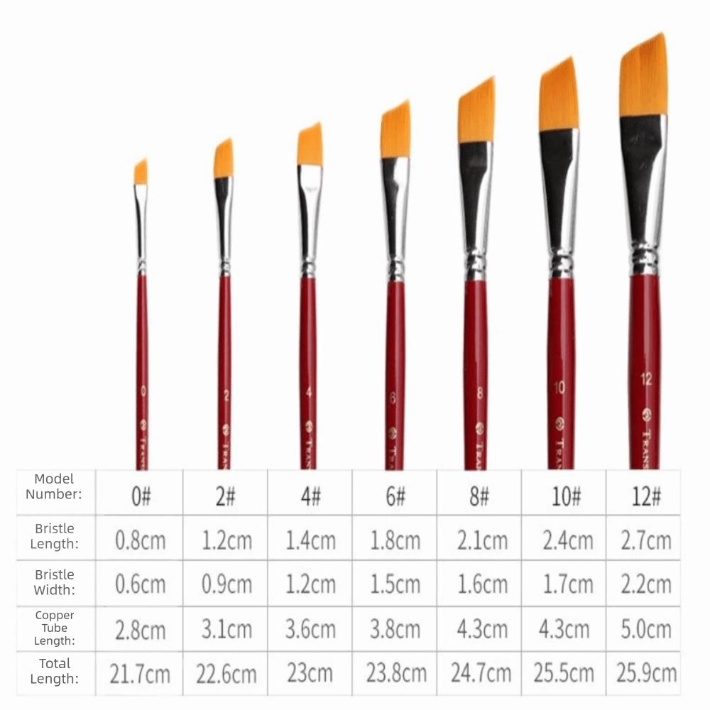 7PCS Angled Bristle Tips Short Handle Art Brush Set Acrylic Painting Brushes Acrylic Painting