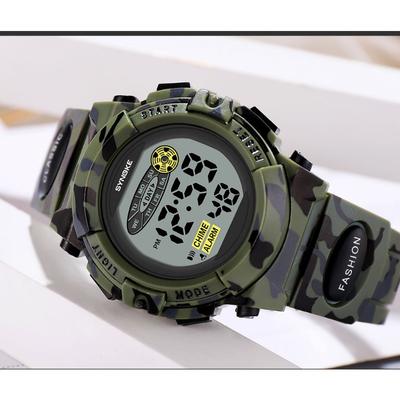 Top brandneue personalisierte Camouflage Sportuhr bunte leuchtende Studenten-Multifunktions-Elektronikuhr