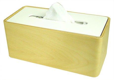 Lemnos Tissue Case Stock, Natural Wood Base, White, STOCK Da-05 WH