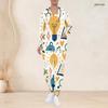 Women Plus Size V Neck Long Sleeve Scrub Set Leopard Heart Feather Boho Art Print Nurse Uniform Set