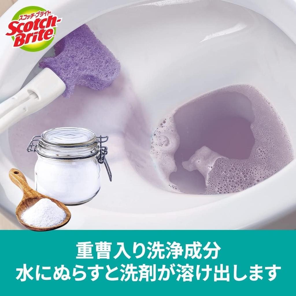 3M Toilet Cleaning Brush with Baking Disposable Sponge with 18 Replacement Brushes Soda, Detergent, Scotch-Brite