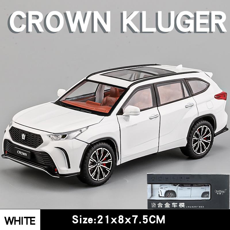 Sfylr8 Diecast 1:24 Toyota Crown Kluger Off-Road SUV Model Car Collection Simulation Sound & Light Vehicle Miniature Car Toys For Boys