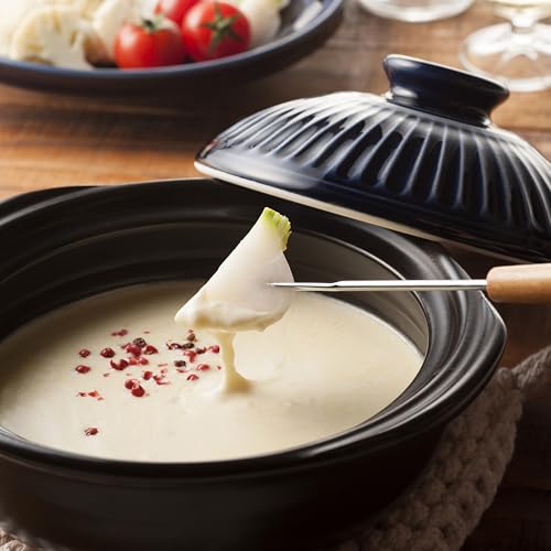 Authentic Ginpo Touki Banko Ware Chrysanthemum Earthenware Pot, Size 8, for 2, Lapis Lazuli Glaze, Blue, Made in Japan, 46081