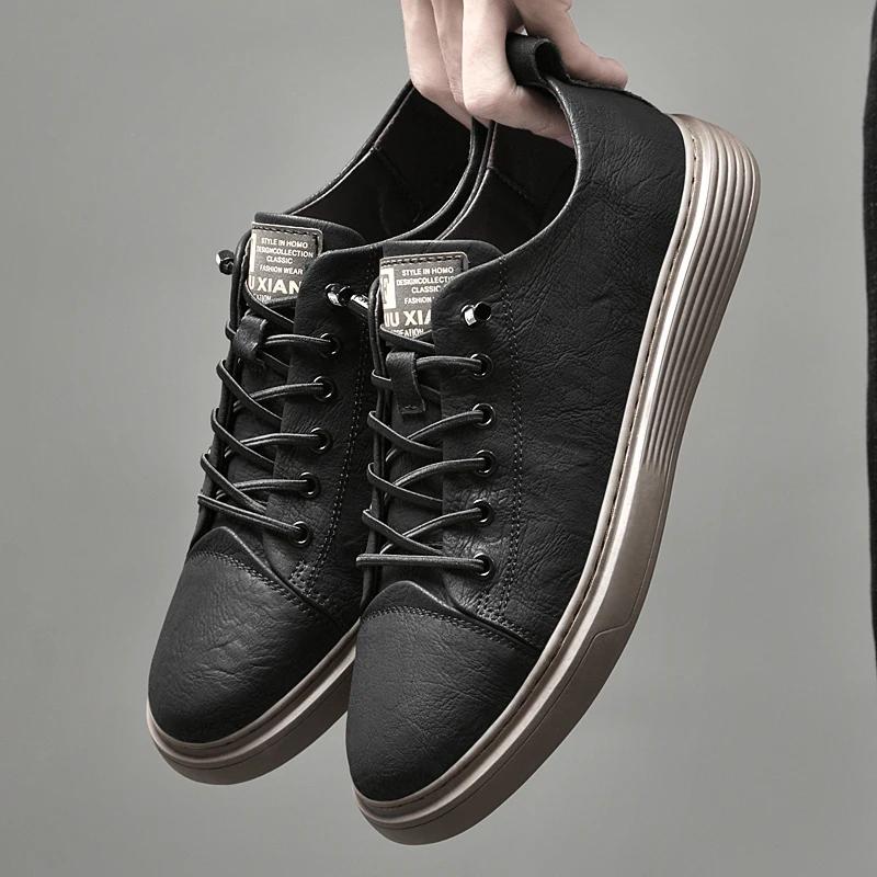 Genuine Leather Men Casual Shoes Designer Luxury Brand Lace Up Skateboard Sneakers Italian Men's Shoes Mocassins Plus Size 47