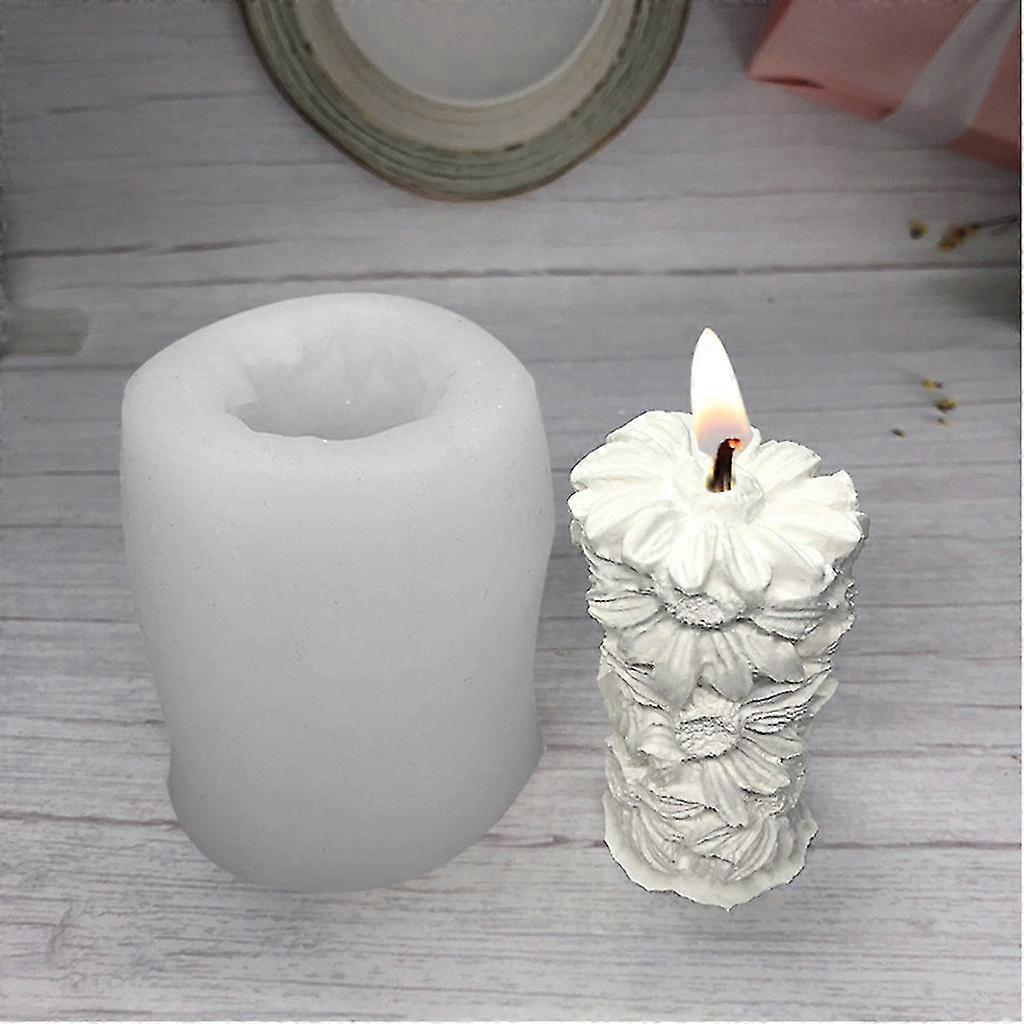 3d Cylindrical Sunflower Silicone Candle Mold Diy Craft Handmade Soap Cake Baking Fondant Chocolate Helianthus Mould