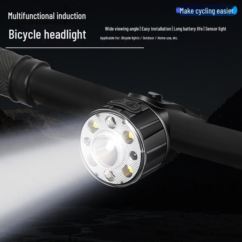 Ultra-Bright Waterproof Cycling Headlight with Induction and Warning Features for Night Riding