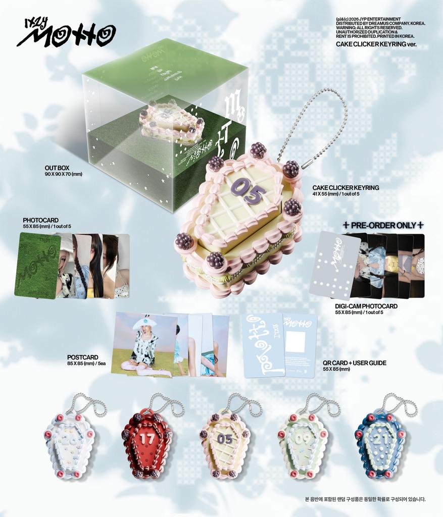 [Pre-Order] ITZY Motto Kpop Album Photocard Official Random Cake Clicker Keyring Version