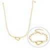 18K Gold Plated Irregular Heart Gel Bead Clavicle Bracelet & Niche Titanium Steel Jewelry Set by Qiong Yao Design