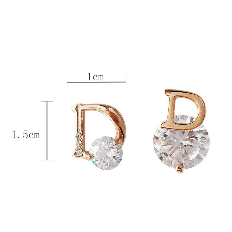 Letter D Earrings For Women Shiny Zircon Stud Earrings Light Luxury European and American Earrings Party Wedding Jewelry Gifts K
