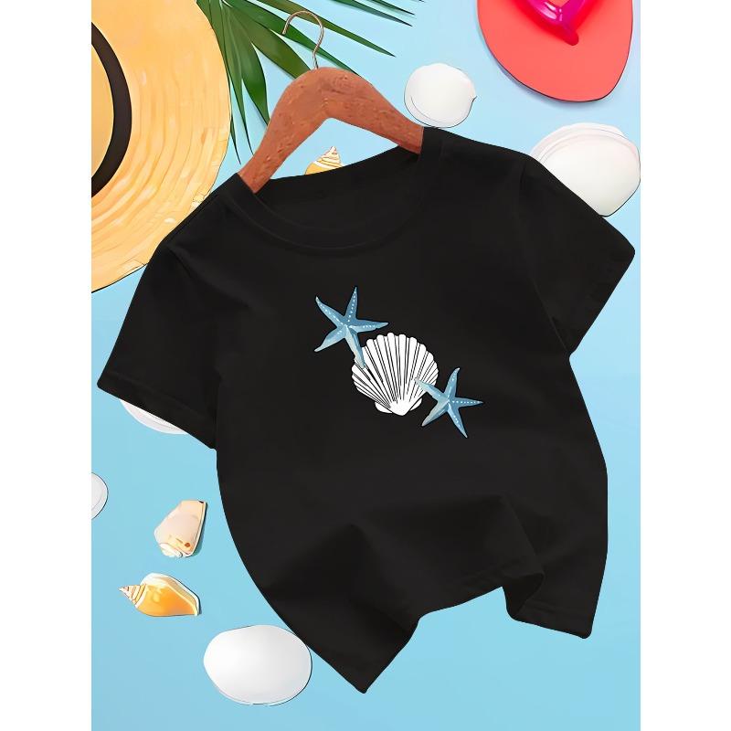 Europäische Größen Kinder Sommer Kurzarm T-Shirt, Cartoon Print Oberteil für Mädchen, Mit süßem Design, Geeignet für Ausflüge und den Alltag