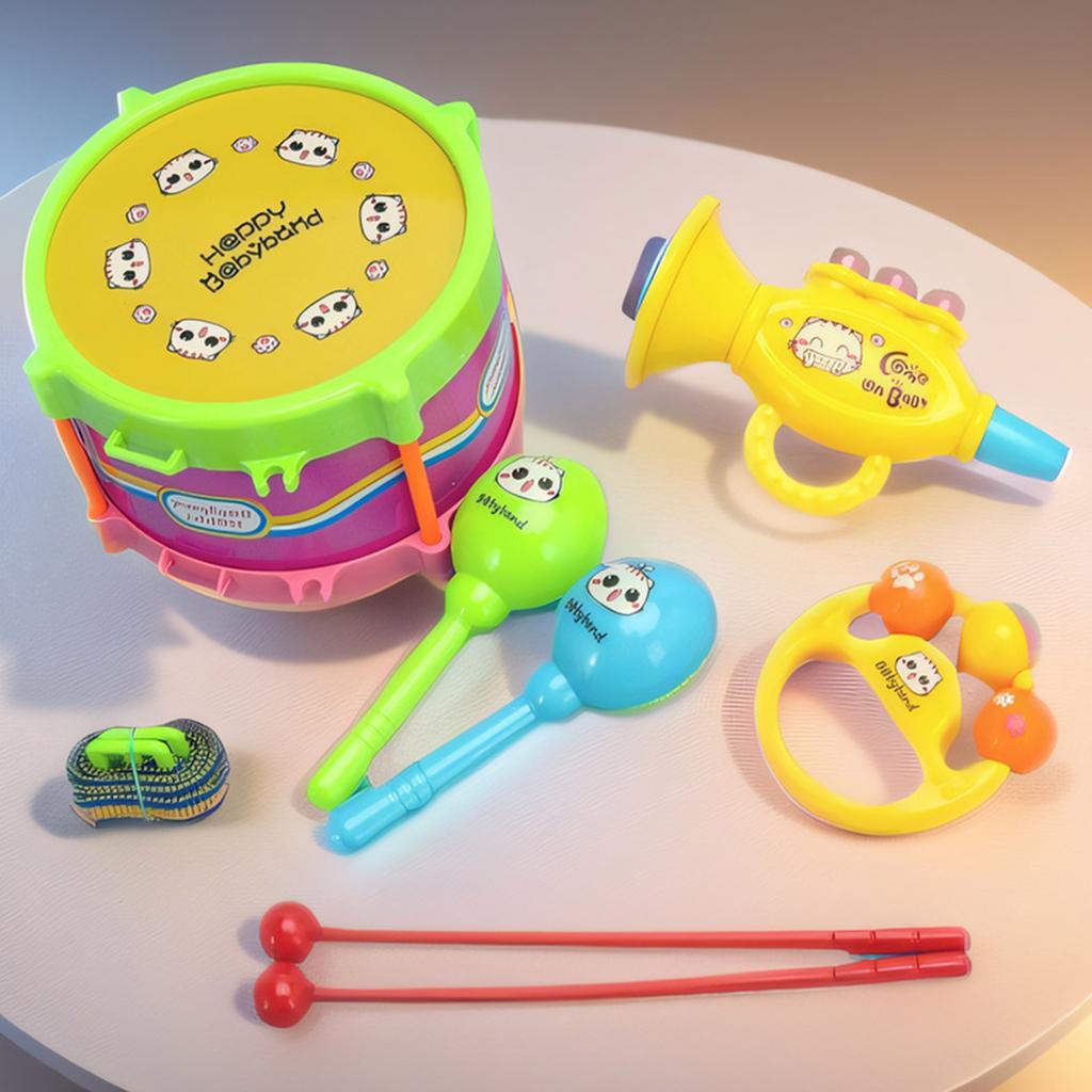 Toddler Percussion Instrument Educational Auditory Development Musical Toy With Drumsticks Trumpet Sand Hammer for Baby