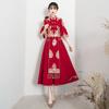 2025 High-End Red Chinese-Style Bridal Qipao Xiuhe Dress with Long Sleeves