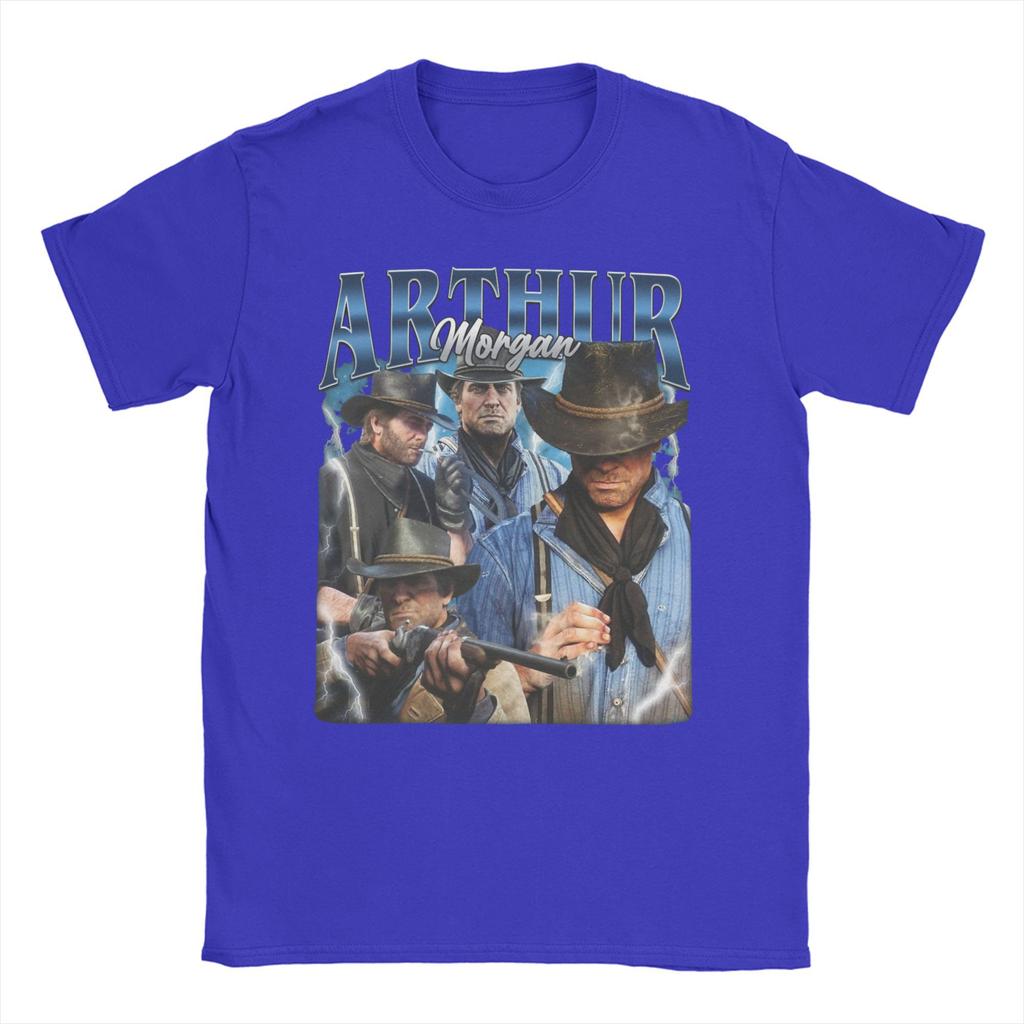 Men's T-Shirt Red Dead Redemptions 2  Vintage Pure Cotton Tee Shirt Short Sleeve Video Game  T Shirt Crewneck Tops Summer