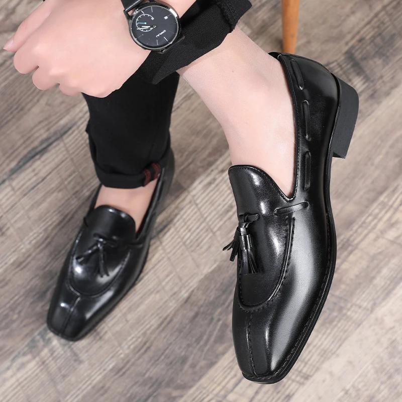 Italian Man Casual Leather Business Shoe Comfy Flat Designer Office Walking Shoes New Luxury Leather Derby Shoes Loafers