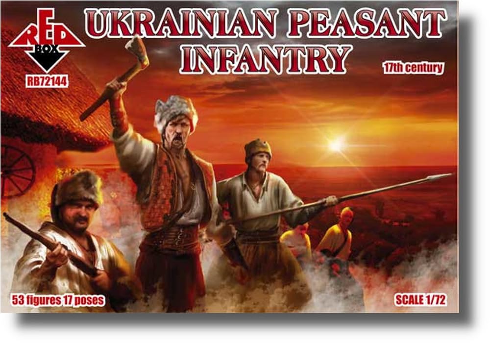 

Red Box Ukrainian Peasant Infantry 17th Century 17 53 Figures Plastic Model ORR72144 1/72 Poses,