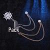 Korean Japanese Men's Starburst Brooch Badge with Chain Tassel for Suit Lapel Pin