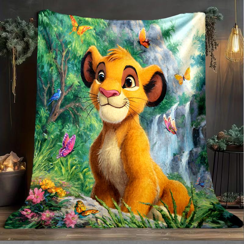 1PC Cartoon Lion king Printed Soft Flannel Blanket Throw for Adult Bedroom Living Room Sofa Camping Travel Fan gifts Christmas Gifts