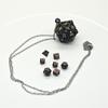 Mini 6MM Metal Flying Dragon Skeleton Dice Necklace D20 Metal Hollow Box+7pcs Metal Dice Pendant Set Portable Board Game Dice