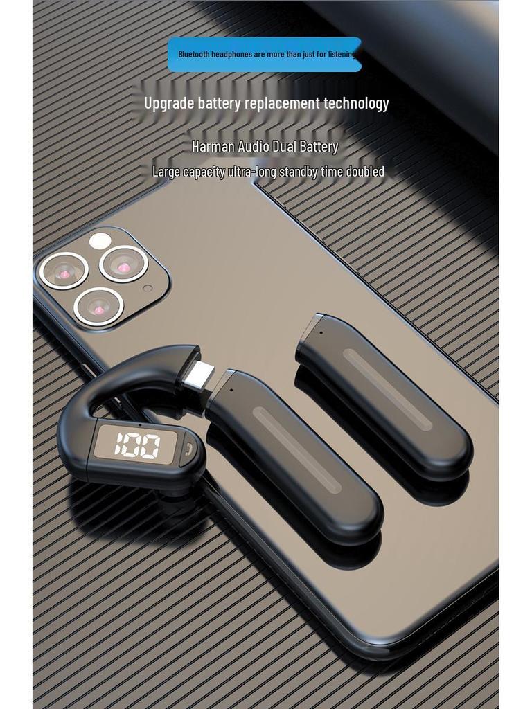 2026 Bluetooth Single Ear Wireless Earphone with Long Battery Life, Comfortable Over-Ear, Bone Conduction for Driving